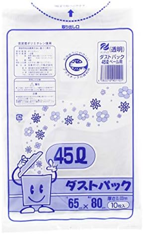 日泉ポリテック ゴミ袋 ゴミ箱用アクセサリ 透明 45L ダストパック 厚手0.03mm 日本製 10枚入