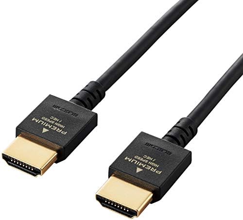 エレコム HDMI ケーブル 1ｍ プレミアム 4K 2K (60P) HDR やわらかケーブル 小型コネクタ仕様 ブラック DH-HDP14EY10BK