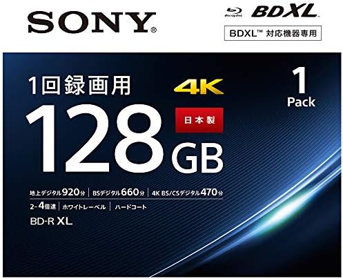 ソニー 日本製 ブルーレイディスク BD-R XL 128GB (1枚あたり地デジ約15時間) 1回録画用 1枚入り 4倍速ダビング対応 ケース付属 BNR4VAPJ4