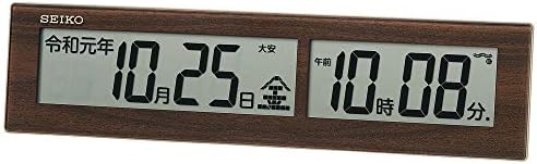 セイコークロック 掛け時計 置き時計兼用 電波 デジタル 元号表示 茶木目模様 SQ441B