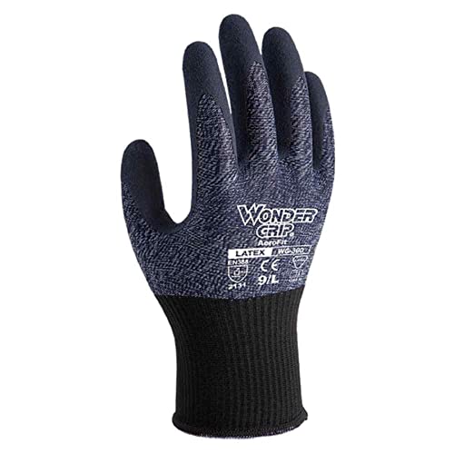 (ユニワールド) 天然ゴムコーティング手袋 WG300-3P ワンダーグリップ エアロフィット 3双組 ネイビー M