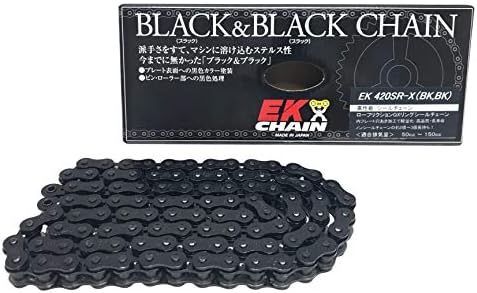EK(イーケー) QXリングシールチェーン 420SR-X ブラック & ブラック 98L (セミプレスクリップジョイント) -