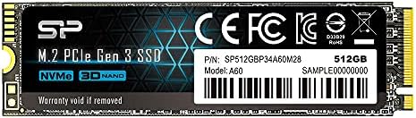 シリコンパワー SSD 512GB 3D NAND M.2 2280 PCIe3.0×4 NVMe1.3 P34A60シリーズ SP512GBP34A60M28