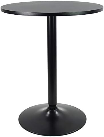 KKTONER バー丸テーブル カウンターテーブル カフェテーブル 2人用 ダイニングテーブル 机 幅60cm ブラック （黒）