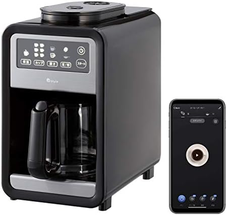 (Amazon Alexa認定)+Style スマート全自動コーヒーメーカー タイマー付き スケジュール機能 Amazon Alexa Google Home 対応 ミル6段階 豆・粉両対応 蒸らし アイスコーヒー対応 遠隔操作 プラススタイル