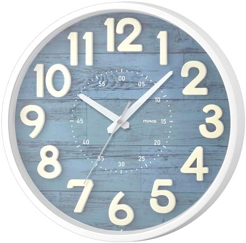 MAG(マグ) 掛け時計 アナログ クレープ 静音 連続秒針 立体文字 ブルー W-760BU-Z