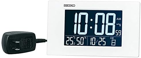 セイコークロック 置き時計 目覚まし時計 電波 デジタル 交流式 3モード表示切替 温度湿度表示 白 本体サイズ:9.5×16.2×4.7cm DL215W