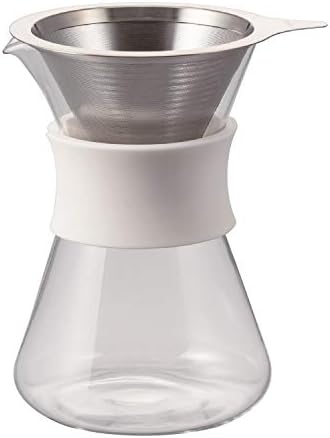 HARIO(ハリオ) ガラスコーヒーメーカー Glass Coffee Maker 実用400ml ホワイト ドリッパー デカンタセット バンド付き 日本製 S-GCM-40-W