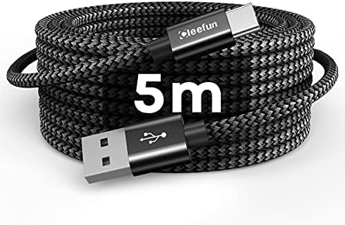 USB Type C ケーブル(5m 長さ)CLEEFUN タイプC ケーブル 5m USB A to USB C ケーブル 長い QC3.0対応 充電コード タイプc 高耐久ナイロンSwitch、 Xperia、Galaxy Note、LG、GoPro