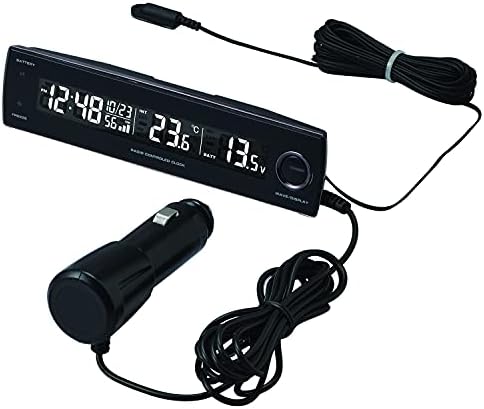 セイワ(SEIWA) 車内用品 デジタル時計 電圧サーモ電波クロック WA81 電波 ブルーLEDバックライト