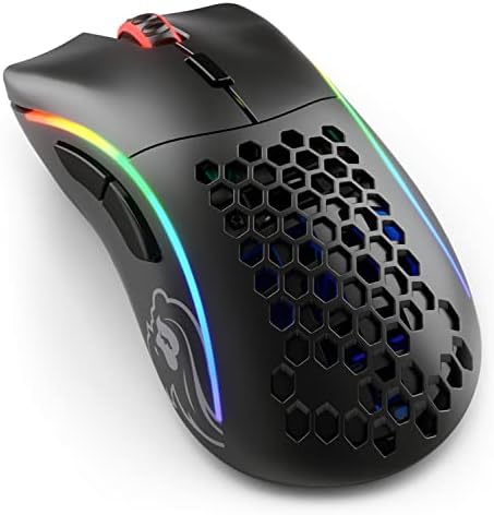 Glorious グロリアス モデルd ワイヤレス ゲーミングマウス 無線 エルゴノミクス RGB 6個プログラムボタンDPI 12000 ブラック スーパーライト マウス 静音 gaming mouse (69g)