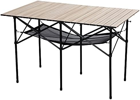 アイリスオーヤマ アウトドアテーブル ロールテーブル ウッドグレイン 幅70 折りたたみ式 テーブル 軽量 コンパクト収納 アウトドア キャンプ 高さ調節可 多機能 ギフト プレゼント