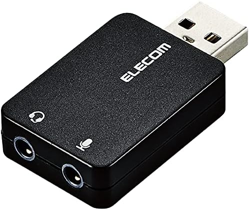 エレコム USBオーディオ変換アダプタ φ3.5mm USB to ステレオミニジャック 3極 4極 対応 ノイズ解消 直挿しタイプ ブラック USB-AADC01BK