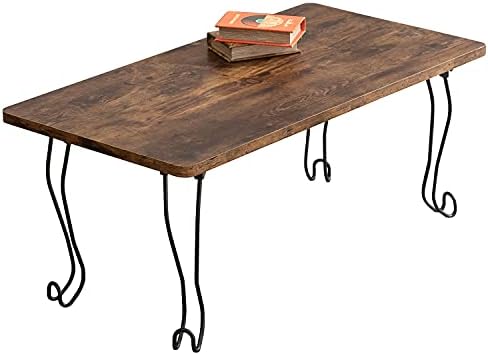 萩原 ローテーブル センターテーブル テーブル 机 (木目調天板×スチール製猫脚) 折りたたみ 完成品 軽量 可愛い リビング ソファテーブル 幅80 ブラウン MT-6862BR