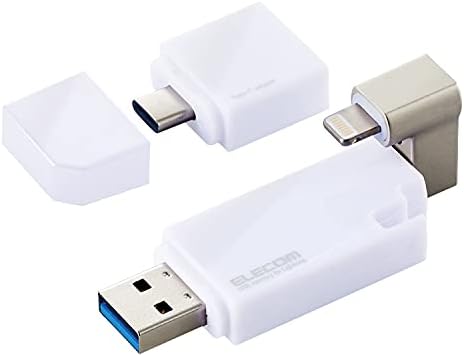 エレコム USBメモリ 128GB iPhone/iPad対応 (MFI認証品) ライトニング Type-C変換アダプタ付 ホワイト MF-LGU3B128GWH