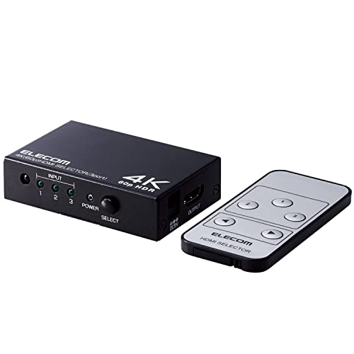 エレコム HDMI切替器 4K 60Hz(18Gbps) 3入力1出力 HDCP2.2対応 手動切替 AC電源付き ブラック DH-SW4KP31BK
