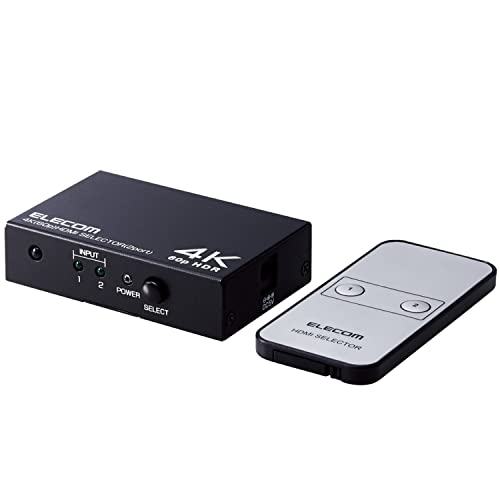エレコム HDMI切替器 4K 60Hz(18Gbps) 2入力1出力 HDCP2.2対応 手動切替 AC電源付き ブラック DH-SW4KP21BK