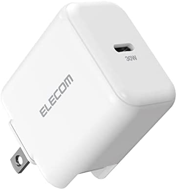 エレコム 充電器 USB PD対応 30W Type-C ×1ポート 折りたたみ式プラグ コンセント 小型 軽量 ( iPhone 15/14/SE3/13/ iPad/Macbook Air/Android 各種対応) ホワイト EC-AC10WH