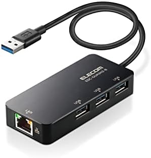 エレコム 有線LANアダプター USB3.0 USB-A USB→RJ45 変換アダプター ギガビット USBハブ (USB-A×3ポート) (Windows 11/10/8.1、macOS 12/11/10.15対応) ブラック EDC-GUA3H2-B