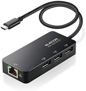 エレコム 有線LANアダプター USB3.1 Gen1 (USB3.0) Type-C USB-C→RJ45 変換アダプター ギガビット USBハブ (USB-A×3ポート) Macbook対応 (Windows 11/10/8.1、macOS 12/11