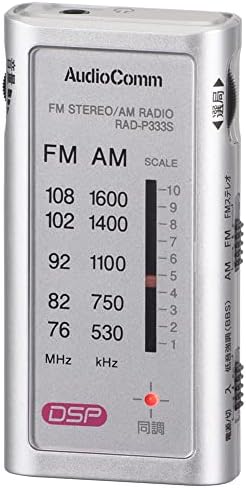 オーム電機 ラジオ 小型 ポータブルラジオ ポケットラジオ AudioComm ライターサイズラジオ イヤホン専用 シルバー RAD-P333S-S 03-0968 OHM