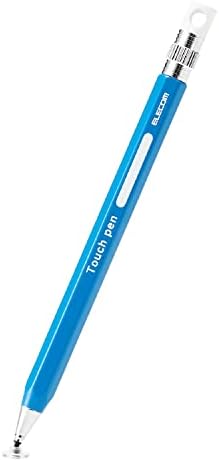 エレコム タッチペン 六角鉛筆型 子ども向け ストラップホール付き ディスクタイプ (スマホ/タブレット 対応) ペン先交換可能 ブルー P-TPENDEBU