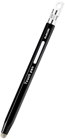 エレコム タッチペン 六角鉛筆型 子ども向け ストラップホール付き 導電繊維タイプ (スマホ/タブレット 対応) ペン先交換可能 ブラック P-TPENSEBK