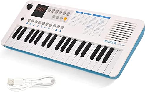 ワントーン(Onetone) 電子キーボード ミニ37鍵盤 LEDディスプレイ搭載 USB-MIDI対応 日本語表記 OTK-37M/WHBL (USBケーブル付き)