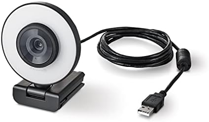 エレコム Webカメラ オートフォーカス 200万画素 60FPS Full HD LEDリングライト搭載 プライバシーシャッター付 ブラック UCAM-CX20ABBK