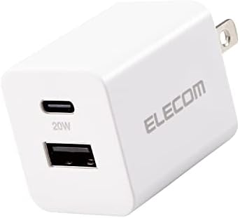 エレコム 充電器 USB PD対応 20W 2ポート (USB-C×1/USB-A×1) 2台同時充電 折りたたみ式プラグ 小型 (iPhone 14/13/12/11/SE3/SE2 Galaxy Pixel Xperia OPPO 等対応) ホワイト