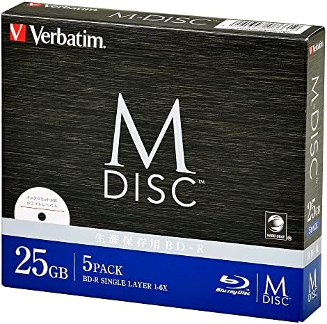 バーベイタム(Verbatim) バーベイタム Verbatim 長期保存 M-DISC BD-R 1回記録用 1-6倍速 25GB 5枚 印刷対応ホワイトレーベル ブルーレイディスク DBR25RMDP5V2