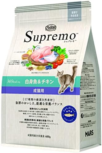 Nutro ニュートロ シュプレモ キャット 成猫用 白身魚&チキン 400g キャットフード のおいしさ(香料・着色料 無添加/総合栄養食/皮膚被毛・下部尿路・腸内の健康維持/お試しサイズ)