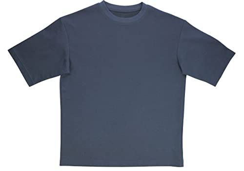 おたふく手袋 夏用Tシャツ フーバー (オーバーサイズ 5分袖 外側コットン 肌面側冷感ポリエステル ポケット付) FB-700 アッシュブルー 3Lサイズ