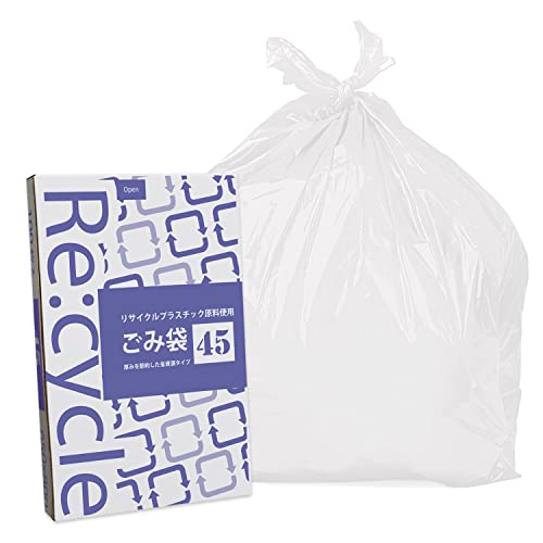 紺屋商事 ゴミ袋 白色半透明 45L×100枚（便利な箱入り） リサイクル原料使用 厚さ0.012mm 横65cm 縦80cm 乳白半透明