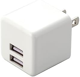 エレコム USB充電器 USB コンセント 合計12W (5V/2.4A) 2ポート USB-A コンパクト 折りたたみ式プラグ (iPhone15、Androidなど各種対応) ホワイト EC-AC3912WH