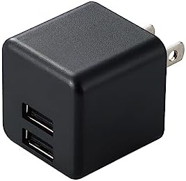 エレコム USB充電器 USB コンセント 合計12W (5V/2.4A) 2ポート USB-A コンパクト 折りたたみ式プラグ (iPhone15、Androidなど各種対応) ブラック EC-AC3912BK