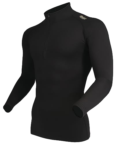 おたふく手袋 冬用長袖ハイネックシャツ(蓄熱保温 全面消臭 ハーフジッパー付 速乾 コンプレッション)JW-247 ブラック Lサイズ