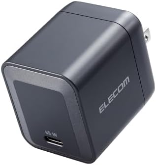 エレコム USB PD 充電器 65W 1ポート Type-C GaN採用 PPS対応 折りたたみ式プラグ PSE技術基準適合 (iPhone15 iPad Macbook スマートフォン、タブレット、パソコンなど対応) ブラック EC-AC6365BK