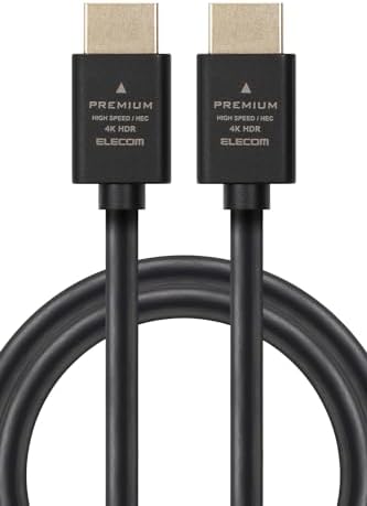 エレコム HDMI ケーブル 2m プレミアム 4K2K(60Hz) (Premium HDMI(R) Cable規格認証済み) 18Gbps テレビ・パソコン・ゲーム機などに eARC 黒 ECDH-HDP20BK