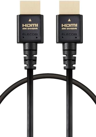 エレコム HDMI ケーブル 1m 細い ウルトラハイスピード 4K(120Hz) 8K(60Hz) (Ultra High Speed HDMI Cable認証品) 48Gbps 超高速 テレビ・パソコン・ゲーム機などに 7680×4320 eARC 黒