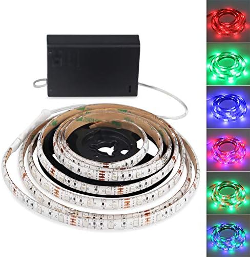 ADPOW LEDテープライト間接照明 屋内外装飾 フルカラー 切断可能 強粘着両面テープ仕様 防水 コントロール付き 2m 120個LED 電池式