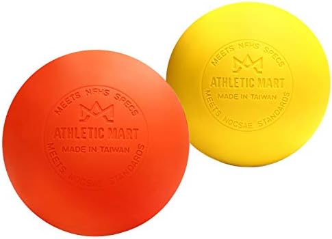 ATHLETIC MART マッサージボール 2個 ラクロスボール 試合球 ストレッチボール 筋膜リリース 肩 首 腰 太もも ふくらはぎ 足裏ツボ押し トリガーポイント 2カラー (オレンジ×イエロー)