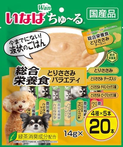 いなば 犬用おやつ ちゅーる 総合栄養食とりささみ バラエティ 14g×20本