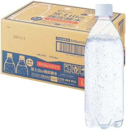 アイリスオーヤマ 炭酸水 ラベルレス 富士山の強炭酸水 500ml ×24本