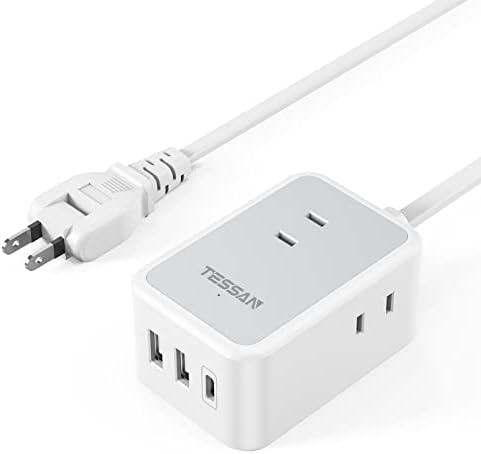 延長コード 2m 電源タップ usb付き TESSAN usb-c コンセントタップ 3個AC口 USB-C 1ポート USB-A 2ポート たこあしコンセント 分岐 テーブルタップ スイングプラグ oaタップ 壁掛け式/卓上に 小型軽量 出張/旅行