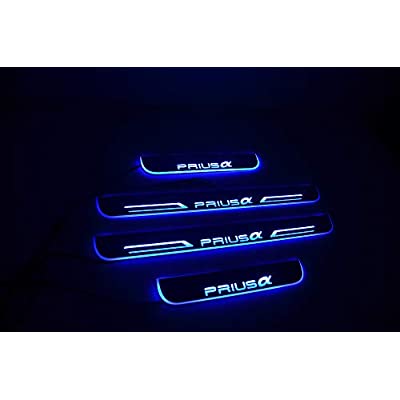 プリウス PRIUS α スカッフプレート LED 白 光る 鏡面 40系専用