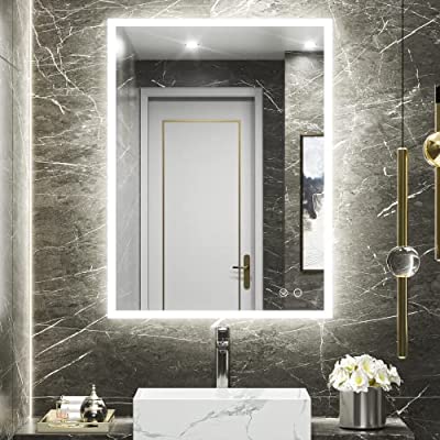 新着商品】LED浴室ミラー 浴室鏡 防曇 防水 壁掛け 照明付き 化粧鏡