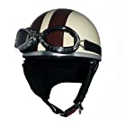 ZK-200 ヘルメット 装飾ゴーグル付きビンテージ（アイボリー/ブラウン）耳あて脱着可 【サイズ】57～60cm未満 125cc以下対応