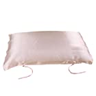 edunamay シルク 100% 枕 カバー 紐付き 片面タイプ 各色 美肌 髪 (ピンク)