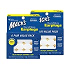 Macks Pillow Soft シリコン耳栓 #7 透明 6ペア×2セット【正規輸入品】